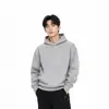 Sudadera con Capucha de Felpa Zorro Plateado de 400g, Peso Pesado, Algodón Puro para Hombre, Corte Holgado, Forro de Felpa, Color Sólido, Marca de Moda, Chaqueta Deportiva y Casual para Otoño e Invierno