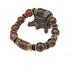 Pulsera de Ágata Natural con Cuentas Dzi Patrón de Dragón Rojo Pulsera de Cuentas Dzi Ágata Natural Flor de Hielo Ágata Cubo Rojo Venta al por Mayor