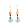 Pendientes de aguja de plata 925 elegantes con diseño de nicho de estilo nacional chino Xiangyun Ping An y hebilla de imitación de jade, regalo Tanabata para mujer