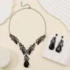 Conjunto de Joyas de Boda para Mujer, Personalizado, Estilo Europeo y Americano, Lujo Ligero, Retro, Multicolor, Cristal Gota de Agua, Completo con Diamantes, Collar y Pendientes