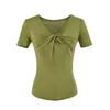 Camiseta de manga corta retorcida con cuello en V de Lyocell para mujer, diseño de pliegues cruzados de verano, estilo coreano, elegante, hombro normal, top que ajusta la cintura