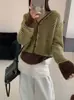 Cárdigan de Punto a Rayas con Bloques de Color Estilo Coreano 2026 Otoño/Invierno Nuevo Retro con Capucha Suelto Estilo Casual Abrigo Suéter para Mujer