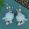 Nuevo Pasador de Flores de Seda Azul Hada Antiguo Nicho Lujo Ligero Accesorios para el Cabello de Actuación Clásica Borla Infantil Tocados Hanfu