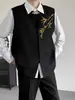 Nuevo Chaleco Bordado Dorado de Bambú Estilo Chino para Hombre, Atuendo de Boda y Compromiso, Traje Tang de Cuello Alto de Gama Alta con Botones Tradicionales