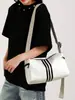 Bolso Bandolera para Mujer, Simple, a la Moda, Casual, Versátil, para Ir al Trabajo y Viajar, Bolso de Hombro Rayado de Gran Capacidad para Hombres y Mujeres
