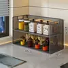 Prateleira de Armazenamento de Condimentos, Prateleira Multicamadas para Colocação de Óleo, Sal, Molho e Vinagre para Mesa, Organizador Multifuncional de Garrafas de Temperos para Cozinha