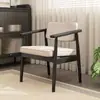 Silla de Comedor Tapizada de Madera Maciza Nórdica Silla Casual Japonesa con Reposabrazos y Respaldo Silla de Escritorio Silla de Maquillaje Silla para Tienda de Té con Leche