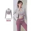 Conjunto de Ropa de Entrenamiento Profesional de Pilates Yoga Fitness para Mujer, Ropa Deportiva de Secado Rápido, Chaqueta Superior de Manga Larga con Bloques de Color para Correr