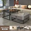 Mesa de Café de Piedra Sinterizada Sala de Estar Hogar Moderno Minimalista Apartamento Pequeño 2026 Nueva Mesa de Café Cuadrada de Vidrio Apartamento Pequeño