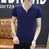 Camiseta de manga corta para hombre, color liso, simple, de manga corta, de puesto, camiseta, sangre, todo blanco, todo negro, de media manga, fina, ropa corta para hombre