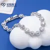 Pulseira de Moissanita para Meninas Prata Versátil Luxo Leve Corrente Tennis Cinco Pétalas Temperamento Simples Joia de Mão Venda por Atacado
