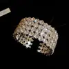 Pulsera Abierta Redonda de Metal con Incrustaciones de Diamantes Estilo Europeo y Americano, Estilo Minimalista Único, Pulsera Exquisita y de Moda, Joyería de Lujo Ligero y Sensación de Alta Gama