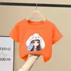 Camiseta de Manga Curta para Meninas Roupa de Verão 2026 Novo Estilo Tops de Verão para Crianças Moda Camisetas Largas de Meia Manga para Crianças