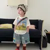 2026 Meninos Verão Novo Estilo Coreano Desenho Animado Bob Esponja Manga Curta Conjunto de Duas Peças Moda Casual Tendência