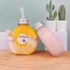 Botellas de Plástico Planas Redondas para Té de Leche Jugos, Botellas Comerciales Espesadas Desechables para Jugo de Ciruela