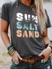Em estoque europeu e americano gola redonda moda SUN SALT SAND top camiseta feminina Amazon em estoque solta manga curta comércio exterior