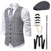 2025 Nuevo Traje de Chaleco de Solapa Sencilla Blanco y Negro para Hombre Adulto Traje Business Casual Ropa para Actuación Escénica