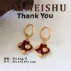 Brincos Vintage Exquisitos Versáteis de Esmalte Vermelho com Zircônia em Formato de Cabaça e Coração com um Toque de Luxo Leve e Sofisticado para Mulheres