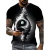 Camiseta Cruzada Europeia e Americana TK Shopee Padrão de Moda Cabeça de Touro Estampa Digital 3D Camiseta Masculina Gola Redonda Manga Curta