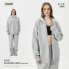 Conjunto unisex de sudadera con capucha y pantalones de chándal, forrado de forro polar, grueso, para otoño e invierno, marca de tendencia estilo americano, adecuado para adolescentes, con cremallera