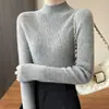 Calidad 2026 Estilo Otoño Elegante Andy Terciopelo Cuello Redondo Semi Alto Corte Ajustado Camiseta Básica para Mujer Fabricante Mayorista