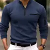2024 primavera e outono transfronteiriço venda rápida Amazon camisa zíper no braço camisa polo esportiva masculina
