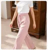 Venta al por mayor Envío directo Primavera Verano Algodón Lino Ropa de casa para mujer Cintura elástica Pierna ancha Pantalones cortos Casual Cómodo Pijama para el hogar