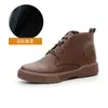 Botas Martin de Couro Genuíno com Solado Espesso para Primavera, Outono e Inverno Femininas Vintage com Forro de Lã Bico Redondo Botas Curtas Casuais Respiráveis Botas Baixas Marrom