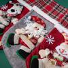 Calcetines Navideños de Tartán Xintean con Diseños de Papá Noel, Muñeco de Nieve, Oso y Copo de Nieve, Tres Tipos de Bolsas de Adorno para Regalos Pequeños de Navidad en Estilo Coreano