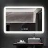 Espejo de baño LED inteligente antivaho de alta definición, rectangular, simple y elegante, espejo de pared para baños de hotel