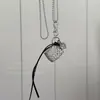 Collar Halter Largo Estilo Ins Coreano Metal Estampado Leopardo Dulce Maillard Fresco Corazón de Cuero Lazo Flor Collar