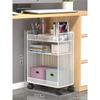 Estante móvel com rodas, suporte de chão para armazenamento de livros, sob a mesa, armário para armazenamento de livros ao lado da mesa, pequena estante para armazenamento inferior