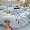2026 Nuevo Modelo Juego de Cama Estampado de Gasa de Doble Capa tipo Nube de Cuatro Piezas, Funda Nórdica, Juego de Sábanas de Tres Piezas