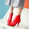 Novas botas de salto alto para tornozelo 2026, disponíveis nos tamanhos 40-43, para exportação transfronteiriça, com bico fino e couro envernizado, adequadas para uso no outono e inverno
