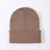 Gorro de tricô vintage de cor sólida com topo reto para outono e inverno para homens e mulheres, chapéu simples de lã liso, gorro quente de tricô para estudantes