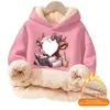 Moletom com Capuz Liso de Mistura de Algodão e Lã de Cordeiro, Forrado com Fleece, Sem Bolsos, Caimento Solto