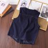 Chaleco de Mezclilla Estilo Americano Hombro Corto Moda para Hombre talla extra Chaleco de Mezclilla para Hombre Color Sólido Sin Mangas de Mezclilla Moda para Hombre