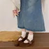 Sapatos Mary Jane para Mulheres, Dupla Utilização, Novidade Primavera/Verão 2026 Retrô Francês Bico Redondo Baixo Confortáveis de Calçar Sapatos Estampa de Leopardo