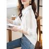Camisas de Lujo Ligero para Mujer Otoño Nuevo Delgado Casual Moda Protección Solar Diseño de Camisa Blanca para Mujer
