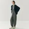 Pantalones bombachos de cachemira para mujer, fluidos, relajados y cómodos, de cintura alta, corte holgado, adelgazantes, casuales, con tobillos ajustados, pantalones tipo linterna de punto de lana