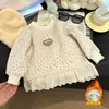 Nueva Camiseta Base Gruesa de Otoño e Invierno para Niñas, Sudadera con Adorno de Encaje para Bebé Niña, Top de Otoño para Niños, Ropa Infantil de Moda