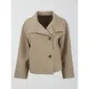 Ropa de Otoño e Invierno Transfronteriza Europea y Americana para Mujer, Chaqueta de Mujer con Cuello Alto, Botones, Corta, Abrigo de Lana Holgado, Moderno y Versátil