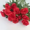 Rosa de Veludo Simulado Decoração de Casamento Flor Simulada Dia dos Namorados Chinês Adereços para Fotografia Decoração de Casa Rosa Flor Artificial Única