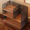 Estante de almacenamiento de escritorio, estantería pequeña de varias capas montada en escritorio, organizador de archivos para estación de trabajo de escritorio de oficina, pequeña estantería simple
