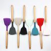 Espátula de Silicone Espessa para Cozinhar em Casa com Cabo de Madeira de Faia, Espátula Estilo Chinês para Refogar, Utensílio de Cozinha Antiaderente
