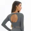 Camiseta de Yoga Transfronteriza Top de Yoga sin Costuras Espalda Descubierta Manga Larga Alta Elasticidad Ajustado Ropa Deportiva para Correr Fitness