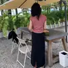 Una generación de camiseta francesa de rayas negras de manga corta para mujer, ropa de verano nueva, top slim, moderno y chic
