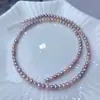 Perlas de Agua Dulce Naturales Color Caramelo Morado Mixto, Cuentas Sueltas Casi Redondas para Collares y Pulseras, Semi-Terminadas para Manualidades con Cuentas DIY