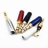 Plug de Fone de Ouvido Banhado a Ouro Áudio 3,5 Pequeno Três Vias Dois Canais com Braçadeira de Cabo Montado Tipo Solda de Fio 3 Seções Sem logotipo