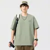 Camiseta de algodão com tecnologia de toque frio, manga curta para homens, nova marca da moda verão 2026, tamanho grande, roupa de alta qualidade, camiseta masculina pesada